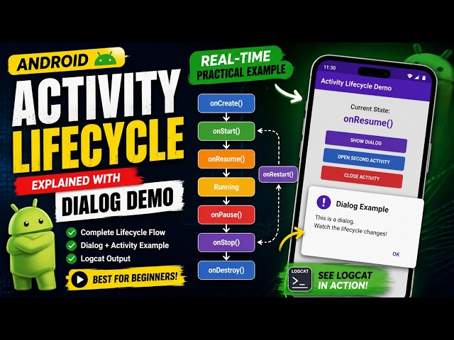 Android Activity Lifecycle Explained with Dialog Example | Java Tutorial for Beginners #Android