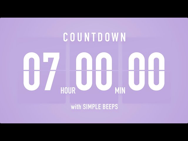 7 Hour Countdown Timer ⏳ Flip Clock with Bell Alerts 💜🔔