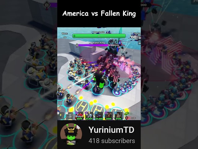 America Skins vs Fallen King | Tower Defense Simulator  #roblox #tds #july4th #towerdefensesimulator