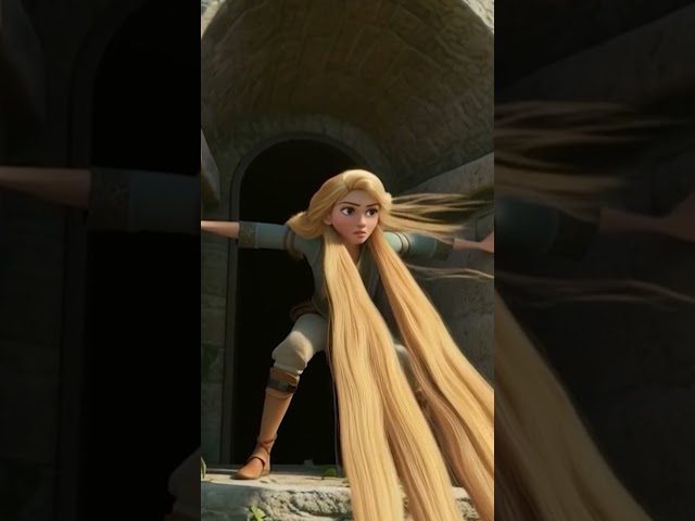 Rapunzel's Golden Hair! The Witch Climbs the Tower... 🏰 #shorts