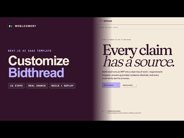 Bidthread Tutorial — Customize a Next.js AI SaaS Website Template | Webloomery