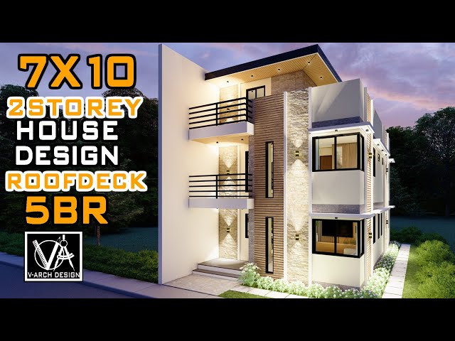 7x10 2 Storey House Design with Rooftop (70 sqm) 5 Bedrooms