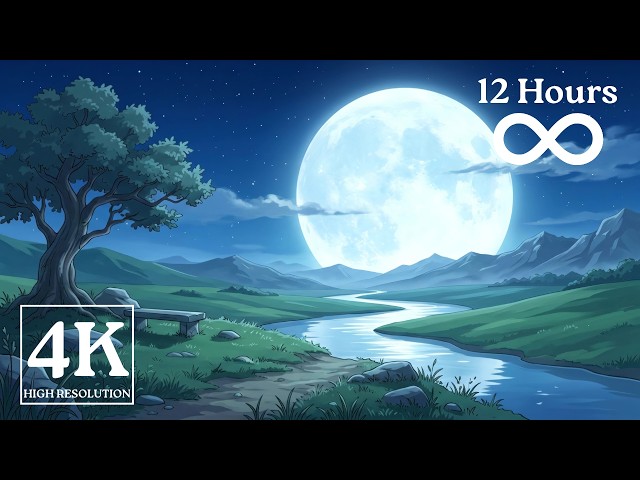 SILENT MOONLIGHT: 4K Aesthetic Live Wallpaper | Night Moon & River Relaxing Lofi #moon #night #calm