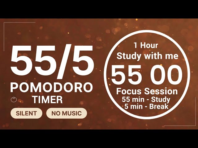 ☕ 55/5 Pomodoro Timer - Coffee Brown Aesthetic | Mocha Chocolate Timer | 1h, Study With Me, No Music