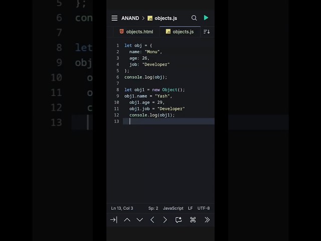 JavaScript Objects Made Easy 🔥 | JS Basics #Shorts #coding #javascript September 19, 2026