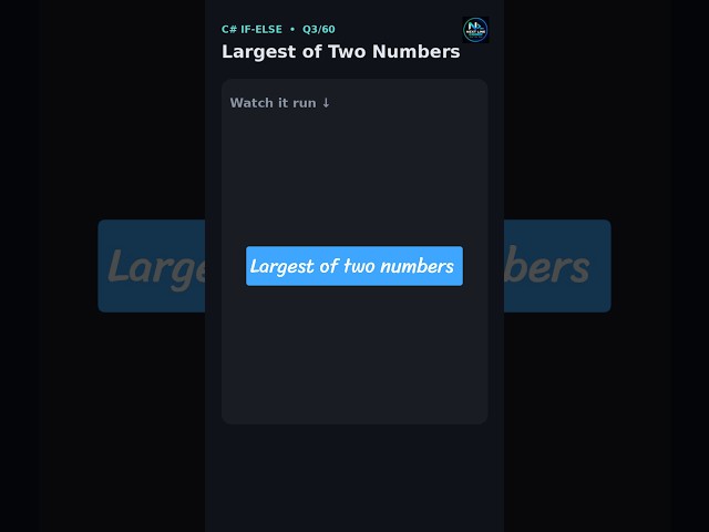 Find Largest of Two Numbers in C# using If-Else #csharp