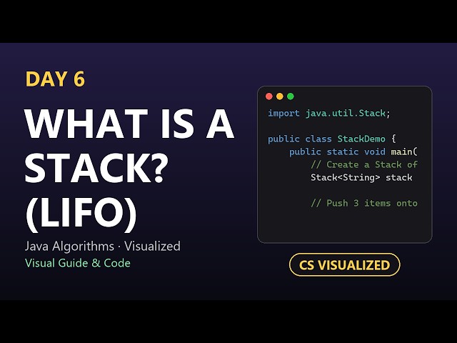 Stack Data Structure in Java (LIFO) | Day 6 DSA Visualized