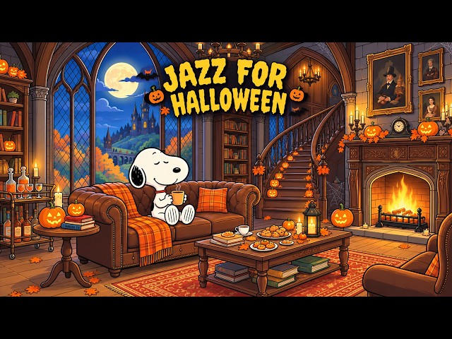 Snoopy Jazz with Halloween Vibes 🎃🍂 Halloween Jazz for Work, Reading and Relaxing