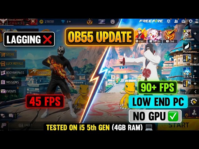 90 FPS! Free Fire PC Lag Fix After OB55 ⚡ NO GPU