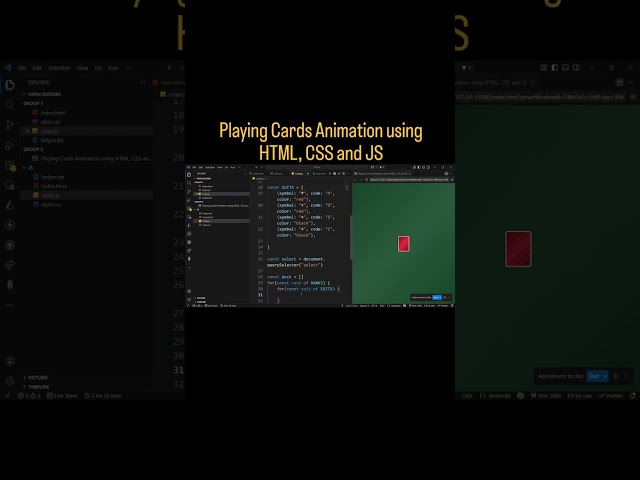 Playing Card Animation Using HTML CSS JavaScript #webdevelopment #programming #html #css #javascript