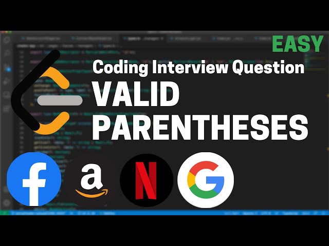 Stack Interview Problem - Check Balanced Parentheses ("Valid Parentheses" on Leetcode)