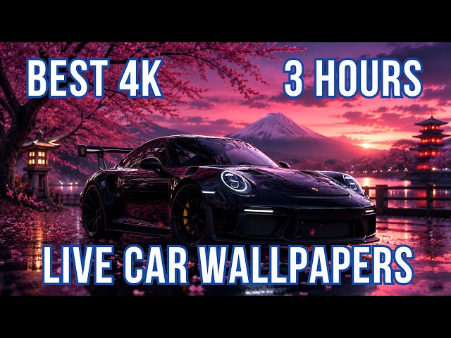 Porsche GT3RS Midnight Sakura Live Wallpaper 4K Ultra HD (3 Hours)
