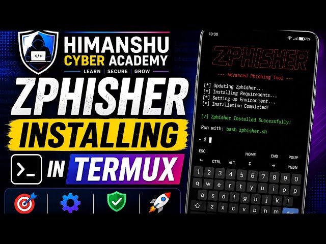 Zphisher tool install in termux || Ethical Hacking of cyber security #zphisher#himanshucyberacademy