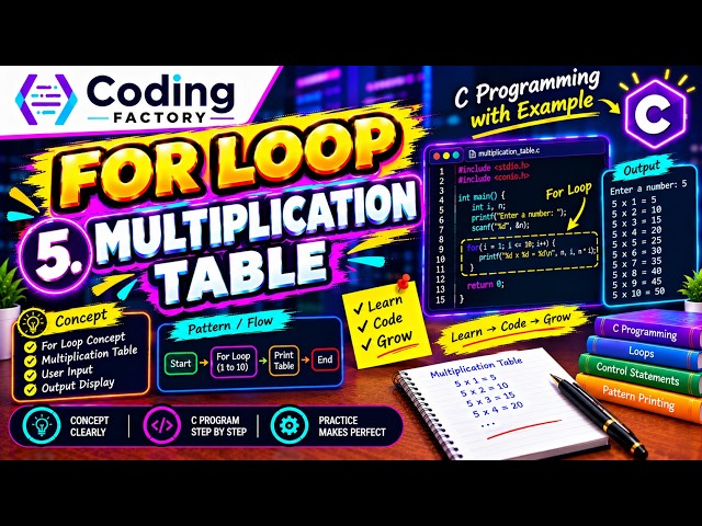 FOR Loop से Multiplication Table बनाना सीखें | C Language Tutorial