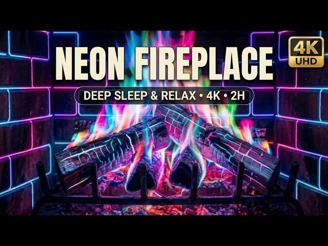 4K Neon Fireplace 🔥 Colorful Fire Ambience for Sleep & Relaxation 2H🔥