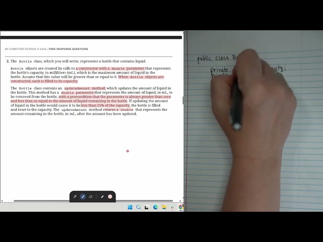 2026 AP CSA Exam FRQ #2 Bottle Class Explained