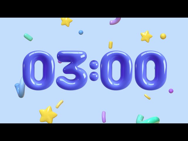 💙3-Minute Timer | Beeps & Blue Bubble Numbers | 4K✨