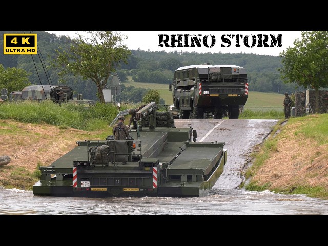4Kᵁᴴᴰ British Army Exercise Rhino Storm 2026 Bundeswehr Engineers dismantle M3 Amphibious Bridge