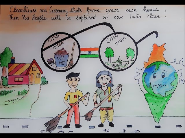 Drawing on swachh bharat ll clean India drawing/poster ll Swachh Bharat poster making