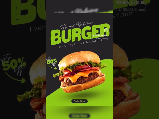 7 Second Burger Ad Creation #speedart #design #timelapse