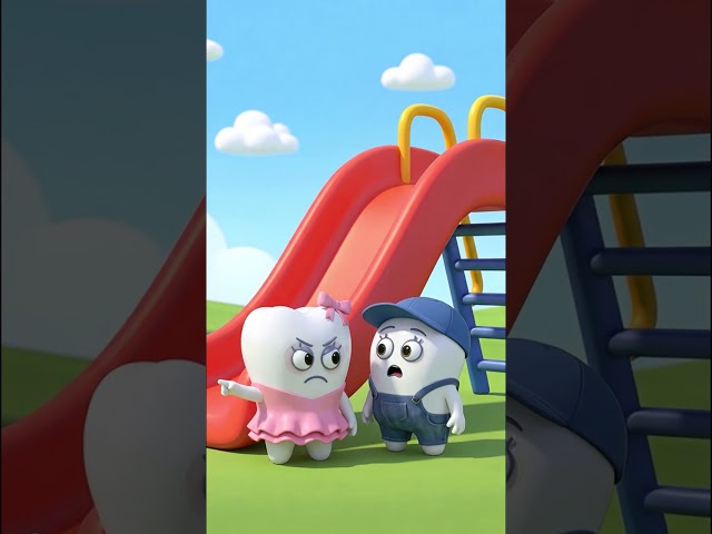 Slide and play safely on the playground, Little Toothy