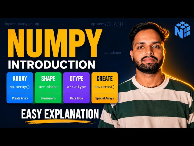 NumPy Introduction in Hindi | Array Basics, Shape, dtype, Special Arrays | Data Science Tutorial
