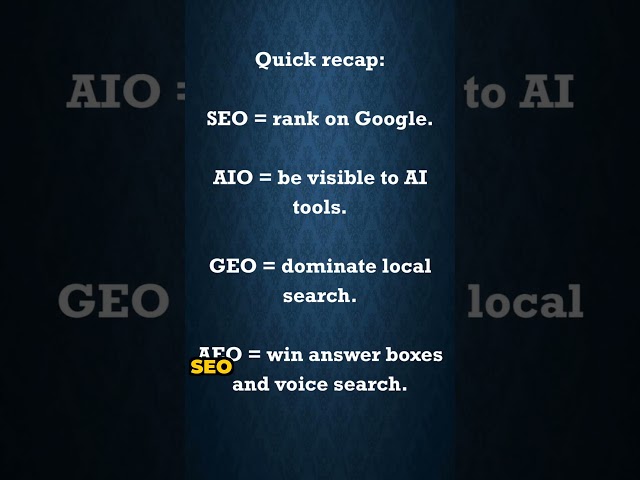 SEO Vs AIO Vs GEO Vs AEO