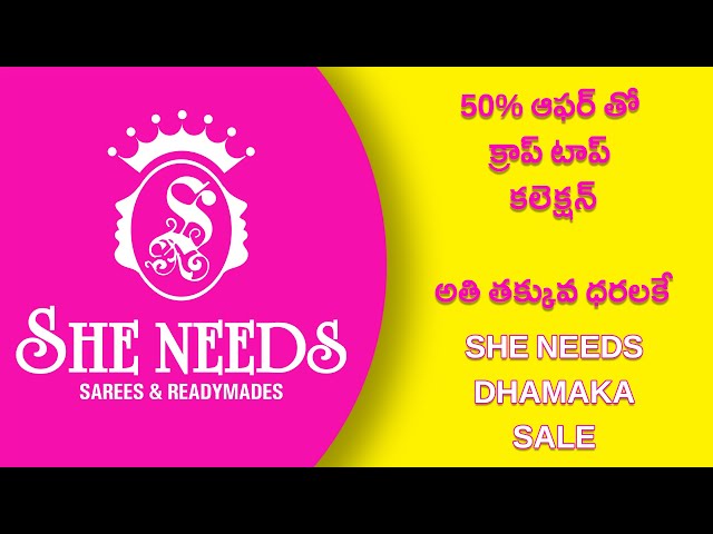 50% ఆఫర్ తో క్రాప్ టాప్ కలెక్ష న్ అతి  తక్కువ ధరలకే Part - 6 She needs Dhamaka Sale #sheneeds