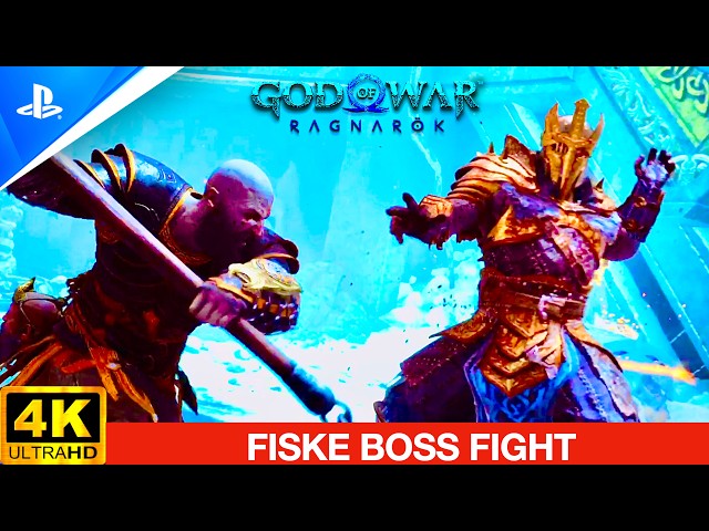 FISKE BOSS FIGHT God of War Ragnarok Gameplay Only#godofwar #godofwarragnarok #kratos #action #gamer