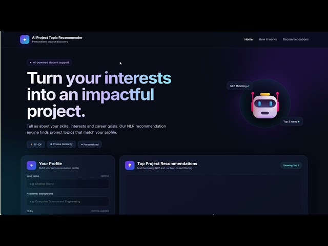 AI Project Topic Recommender | AI & NLP Student Project Demo