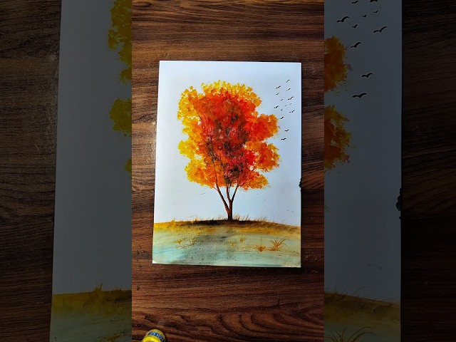 “Autumn Glow Tree 🍁 | Easy Nature Painting Tutorial”#shorts