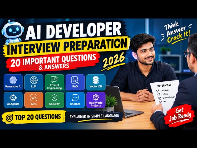 AI Developer Interview Questions 2026🤖| AI/LLM Interview Questions& Answers | Freshers + Experienced