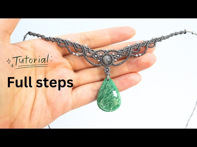 Macrame Choker Necklace Tutorial | Como fazer um choker em macrame | Crystals Macrame