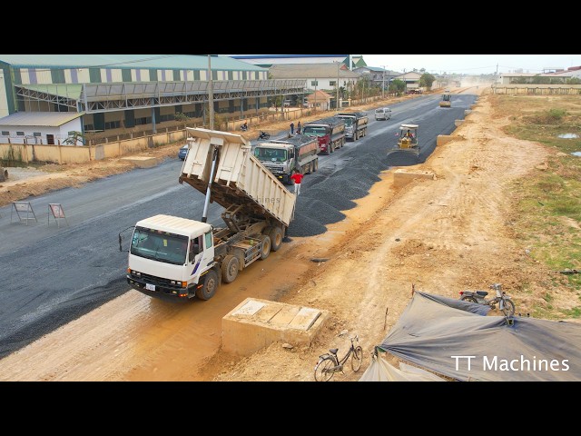 Impressive Project Building New Foundation High Way Road By Dozer Cutting & Spreading Gravel