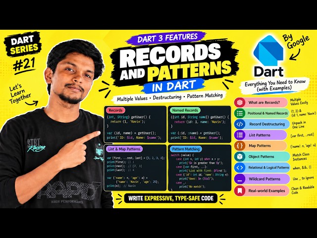 Records & Patterns in Dart Explained | Destructuring, Pattern Matching & Dart 3 | Dart #21