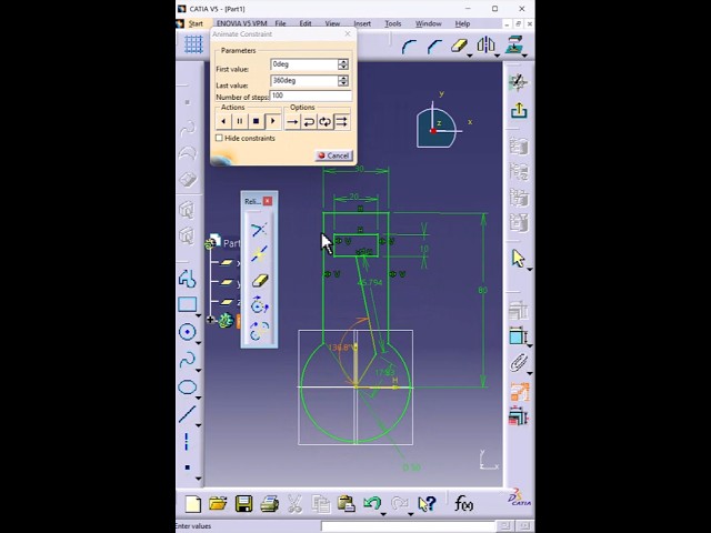 Animate Constraint in CATIA V5 | Assembly Motion Trick #shorts