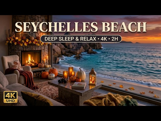 4K Anse Source d'Argent 🏝️ La Digue Seychelles midnight Relaxing Beach Ambience 🌅 Paradise Beach 2H🌴