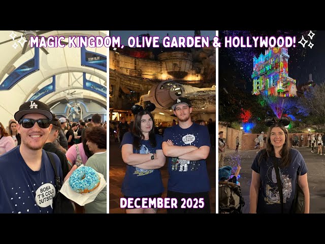 Magic Kingdom Tomorrowland Rope Drop, First Time at Olive Garden & Hollywood Studios |DAY16-18 DEC25