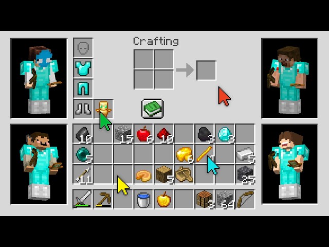 4 YouTubers Share 1 Inventory in Minecraft