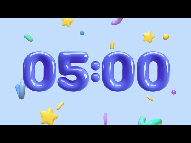 💙5-Minute Timer | Beeps & Blue 3D Bubble Numbers | 4K✨