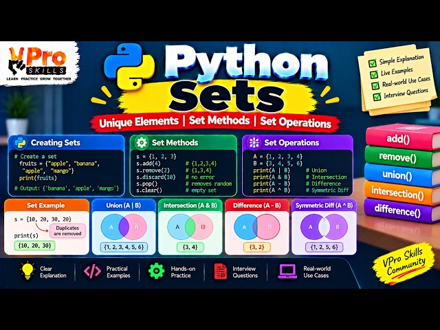 Python Sets Explained | Set Methods, Operations & Practical Examples