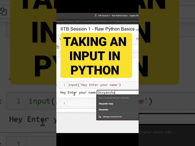 Learn Taking an input in python from user in 30 seconds #career #datascience #shorts #python