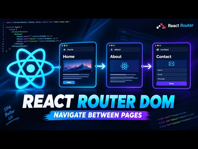 React Router DOM Tutorial for Beginners 🚀 | Navigate Between Pages in React JS