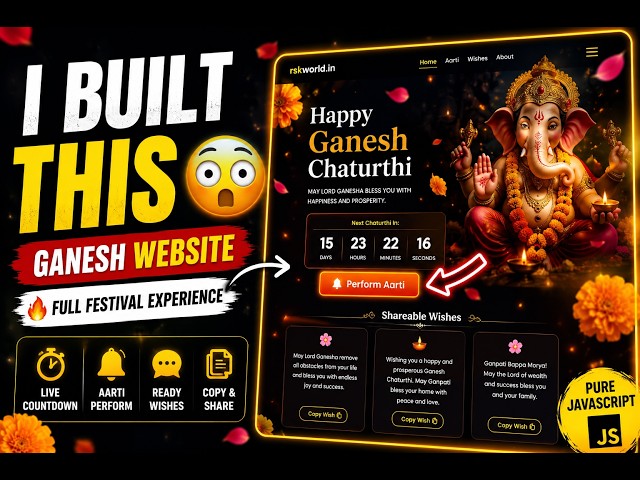 Ganesh Chaturthi Website in JavaScript 😳 | Full Source Code | HTML CSS JS Project