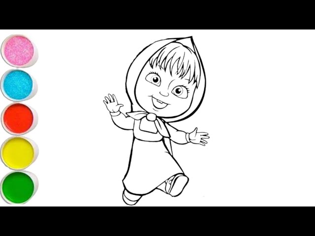 How to draw a Masha and panda for kids | how to make Masha face drawing | easy with colour