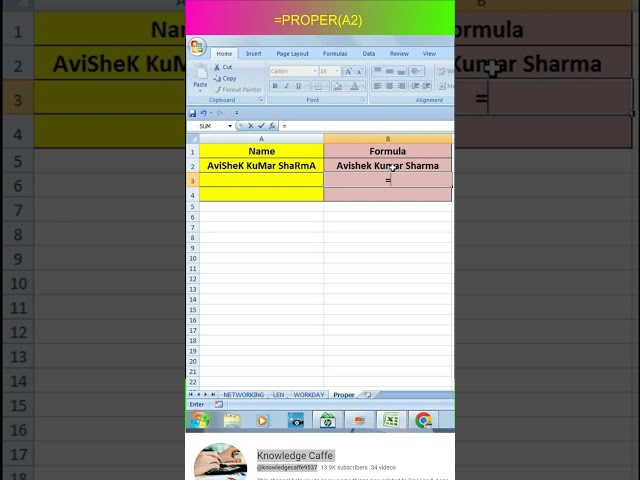 =PROPER() & =UPPER() & =LOWER() Formula