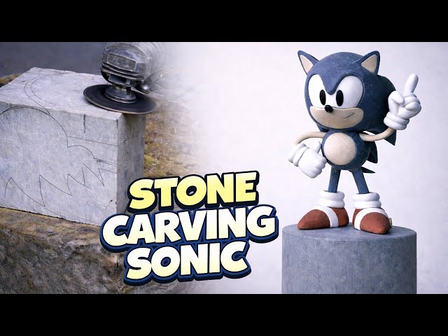 Sonic the Hedgehog sculpted in stone / a One-of-a-Kind Marble Creation