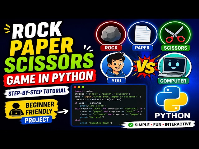 Rock Paper Scissors Game in Python | Beginner Python Project | Step-by-Step Tutorial
