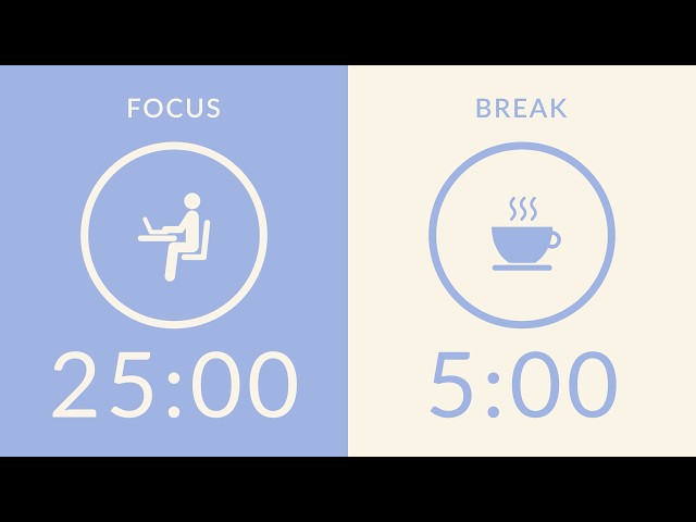 25/5 Pomodoro Timer with White Noise 🎧 1-Hour Study with Me for Deep Focus & ADHD ✨
