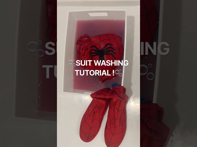 SUIT WASHING TUTORIAL! Let me know if you have any questions! #spiderman #spidermancosplay #diy